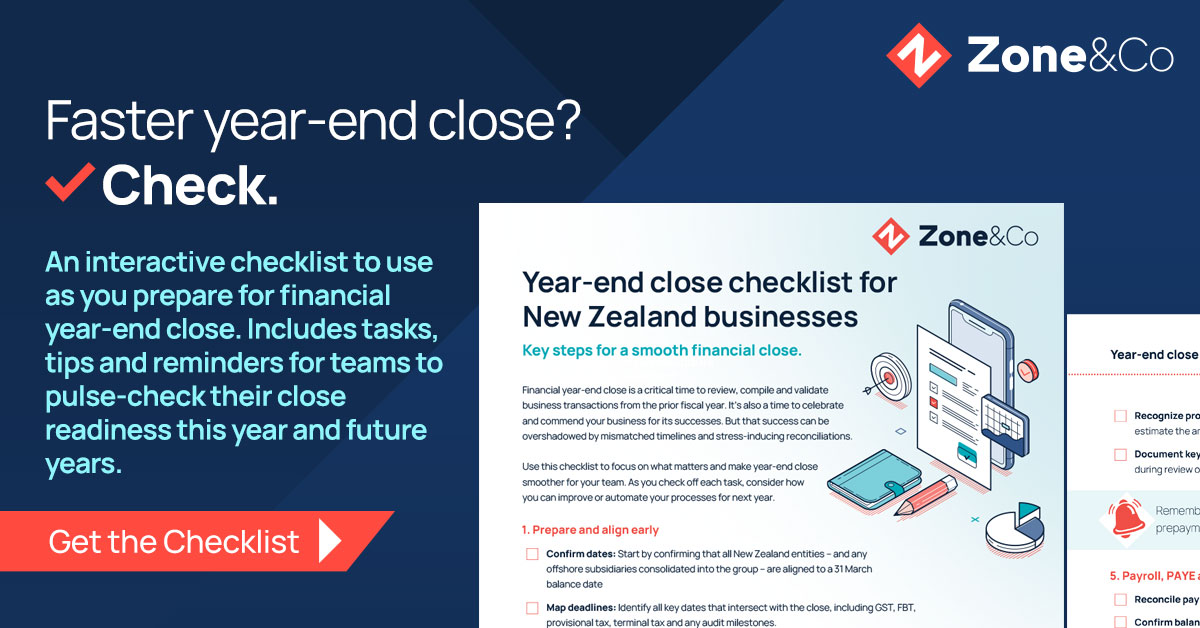 A decorative image of Zone & Co's New Zealand year-end checklist. 