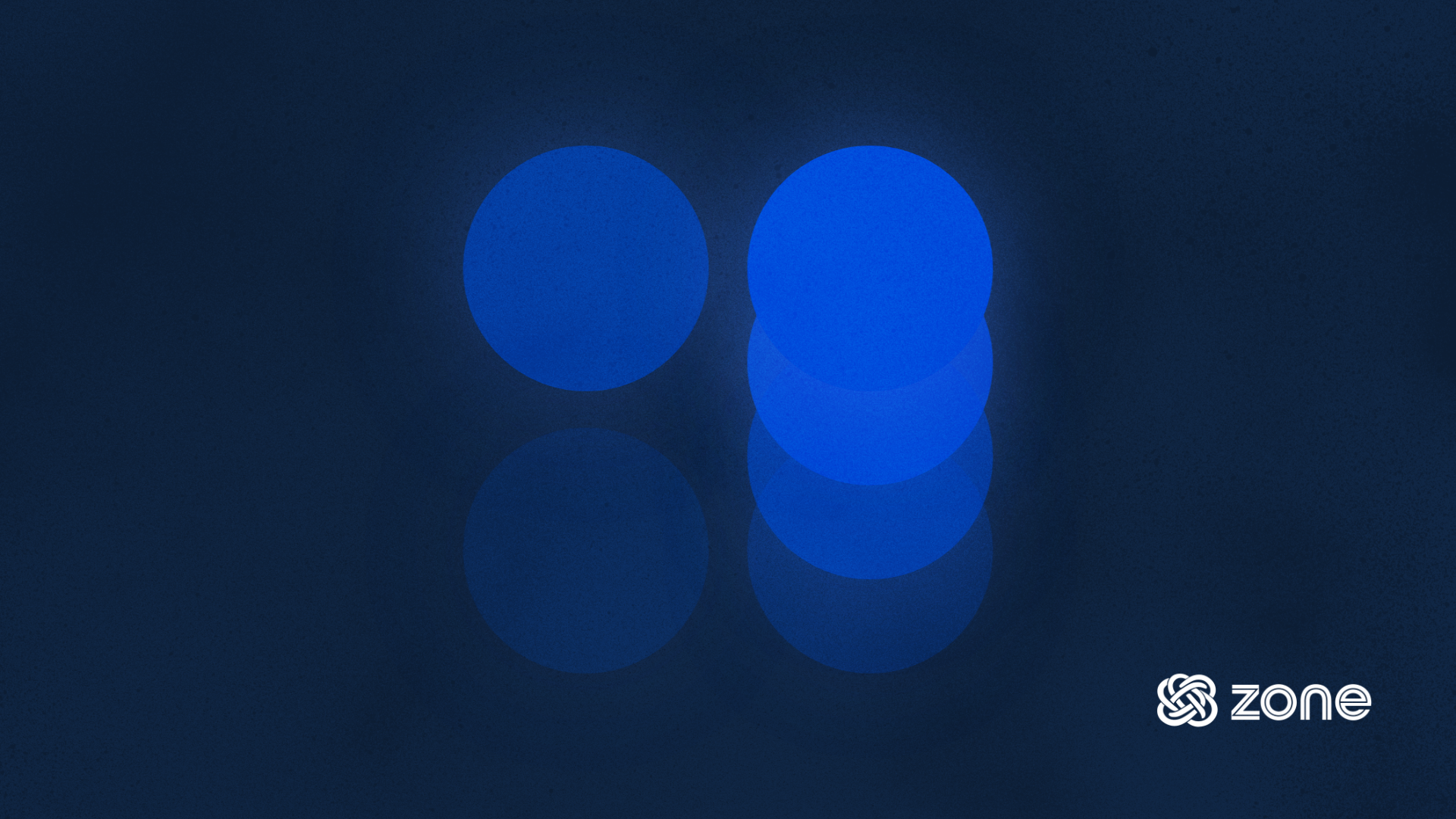 Alt text: A graphical design of overlapping blue circles symbolizing currency, on a dark background with a textured overlay.