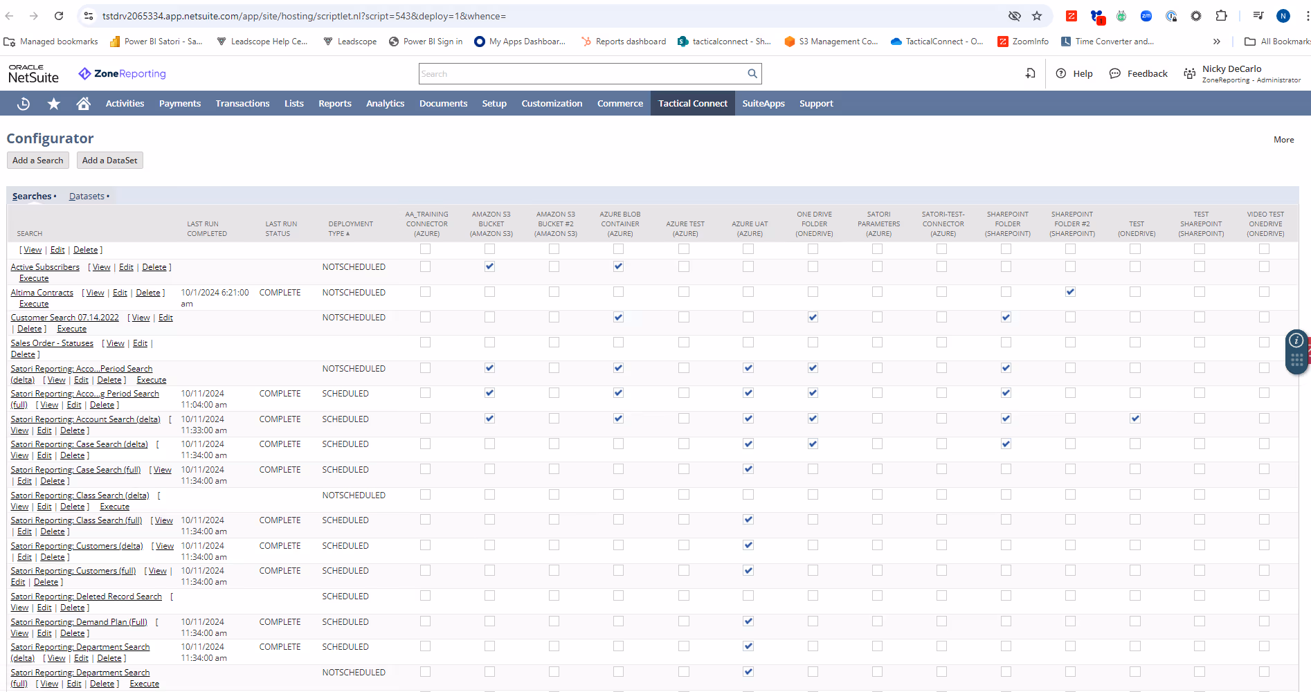 Configure saved searches