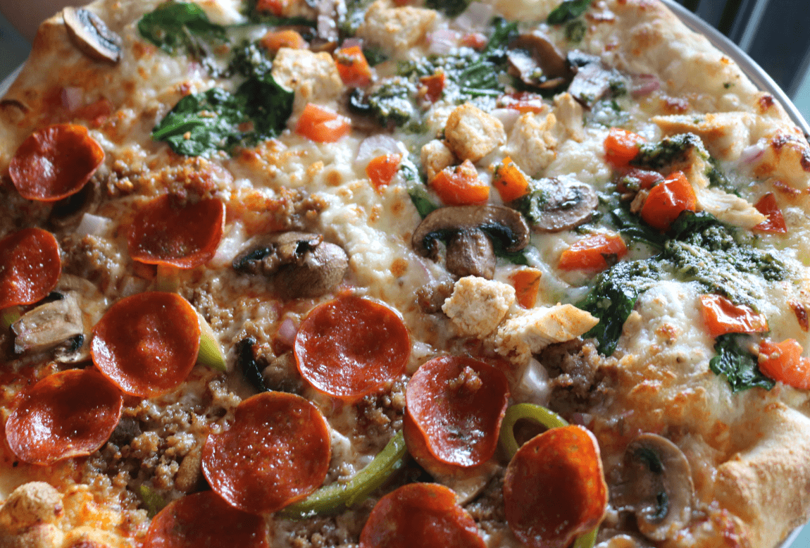 A half and half pizza