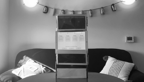 The front of a mid-high-fidelity prototype for the Chop Chop device