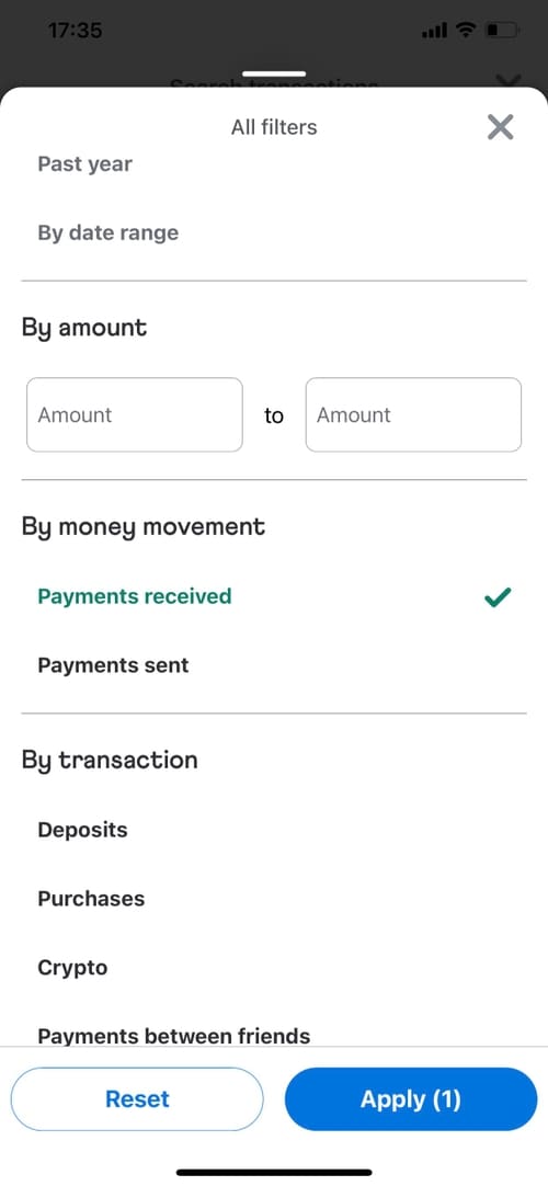 Inspiration interface for emulating the Venmo look and feel for menu selections in Venmo Split