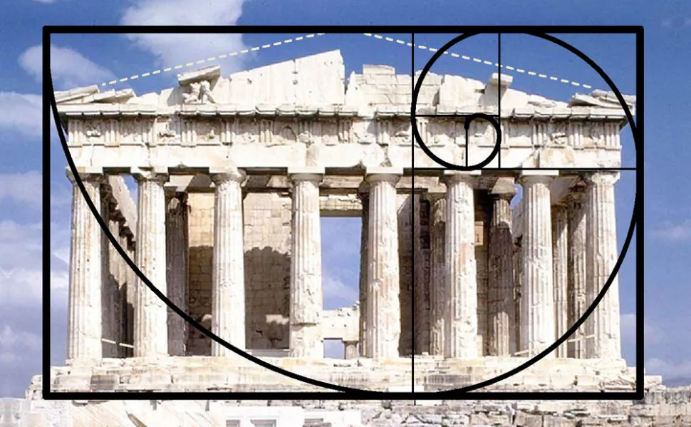 Golden ratio overlaid on the Pantheon.