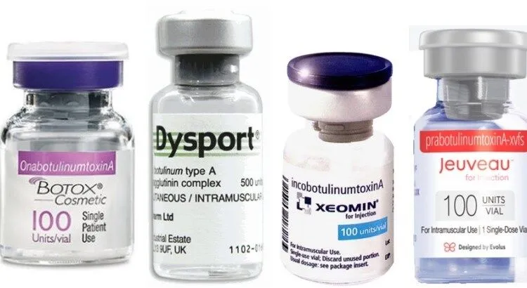 Various brands of botulinum toxins on the market.