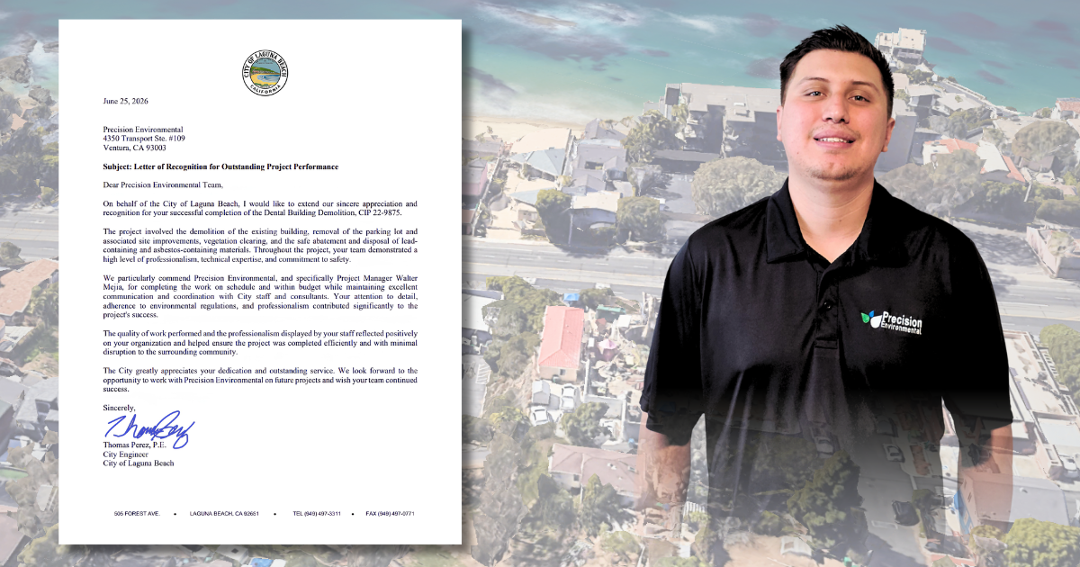 City of Laguna Beach Recognizes Precision Environmental for Outstanding Dental Building Demolition Project