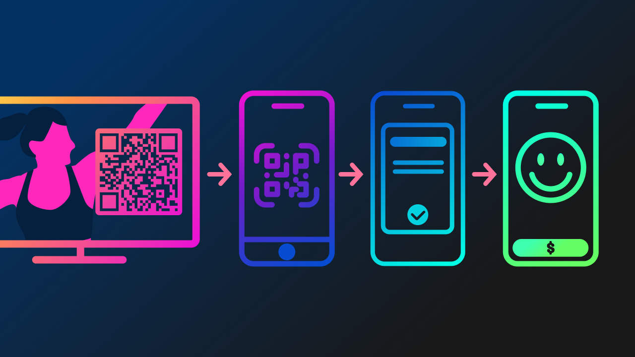 Interactive CTV ad driving app subscriptions through QR code scan.