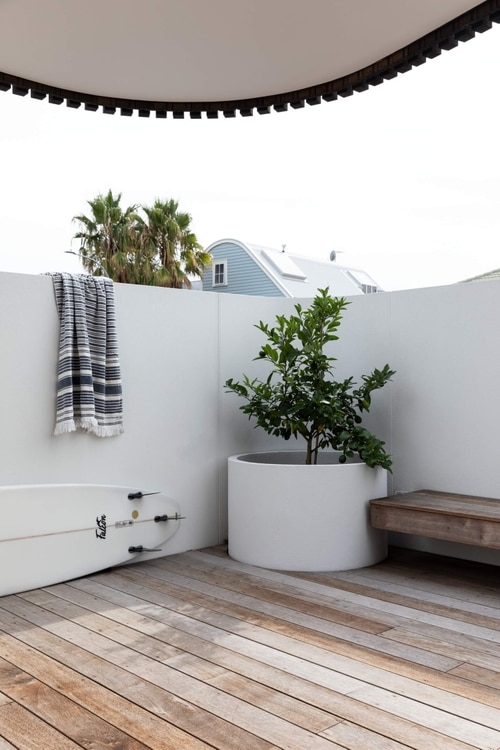 outdoor living area in coastal home