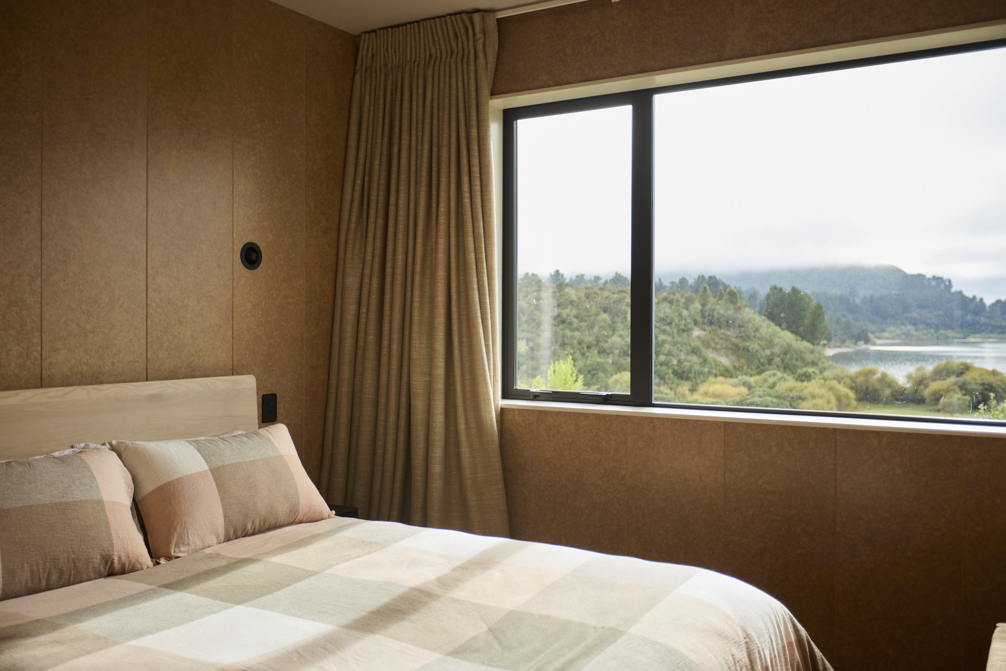 bedroom inside lake house bach