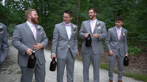 Groom and Groomsmen drinking