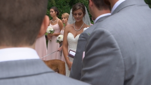 Bride walking towards Groom