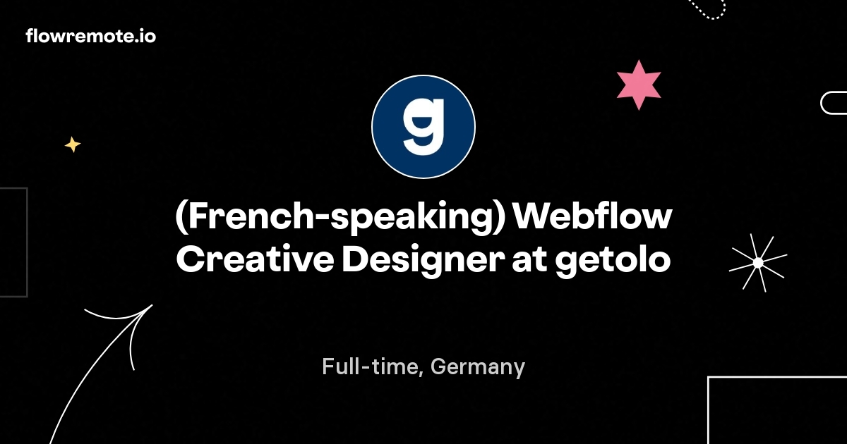(French-speaking) Webflow Creative Designer at getolo