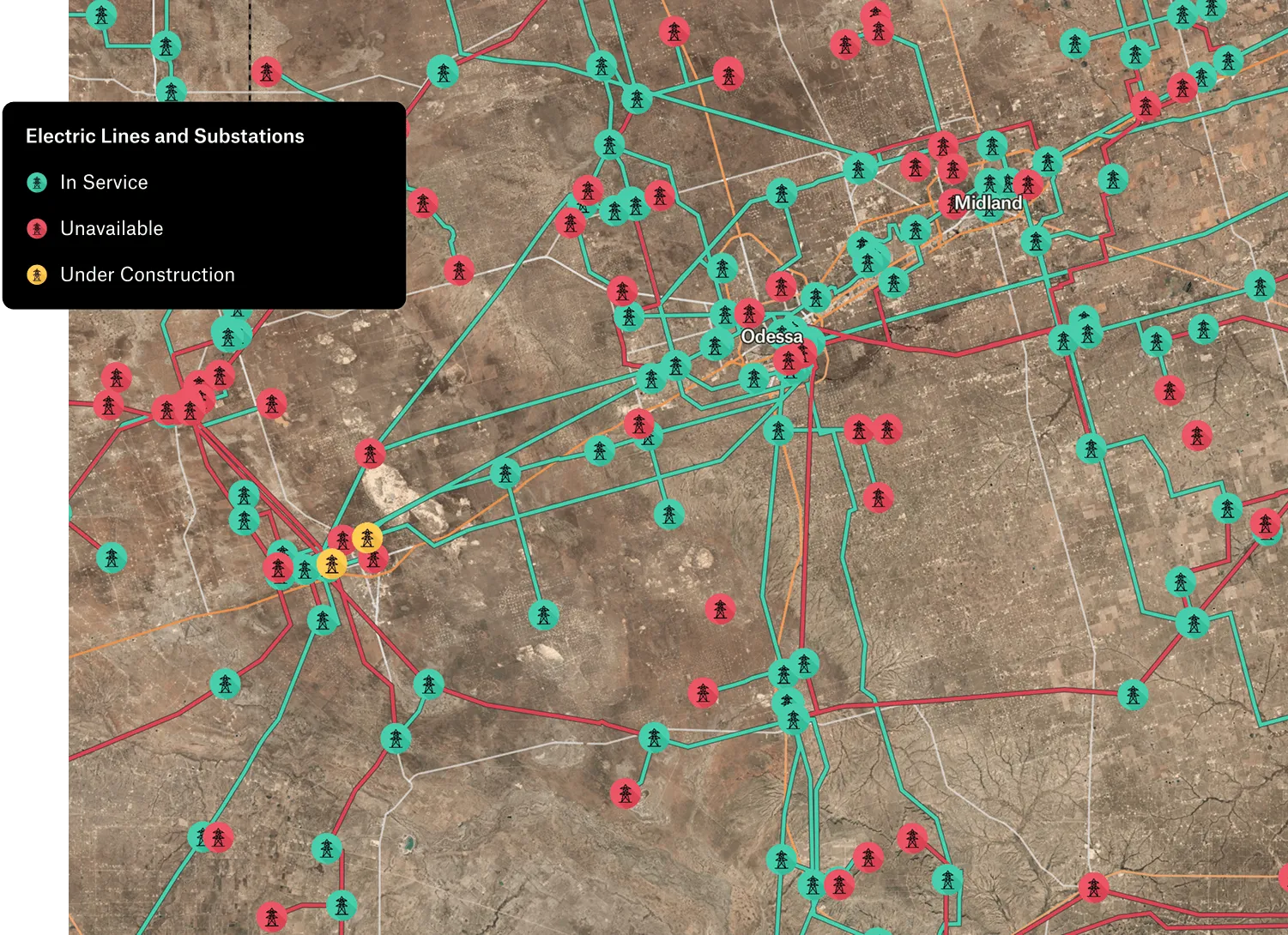 Map of Electric Lines and Substations