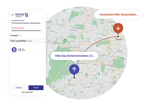 Ein Screenshot von dem Formular der BerlMobil Web-App