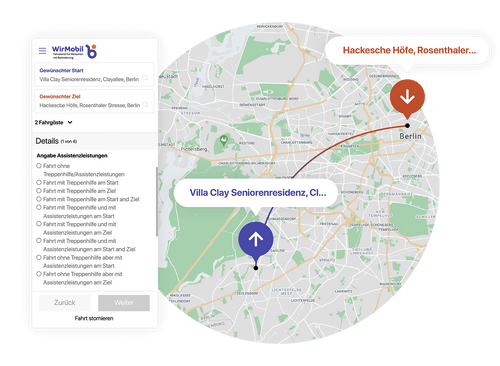 Ein Screenshot von dem Formular der BerlMobil Web-App