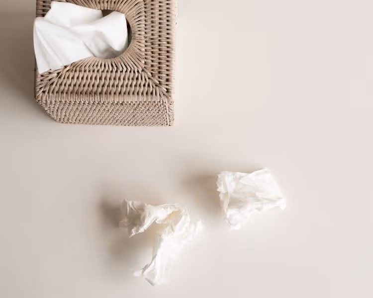 Tissue box with used tissues