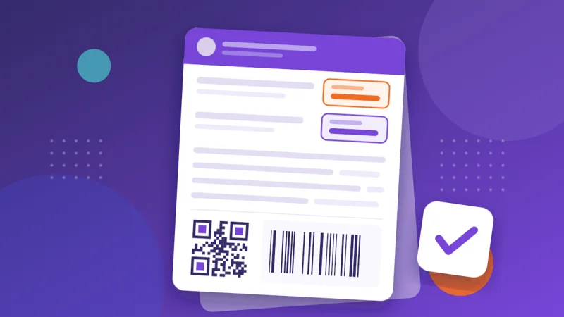 Ilustração de cartão CNPJ com QR Code e código de barras