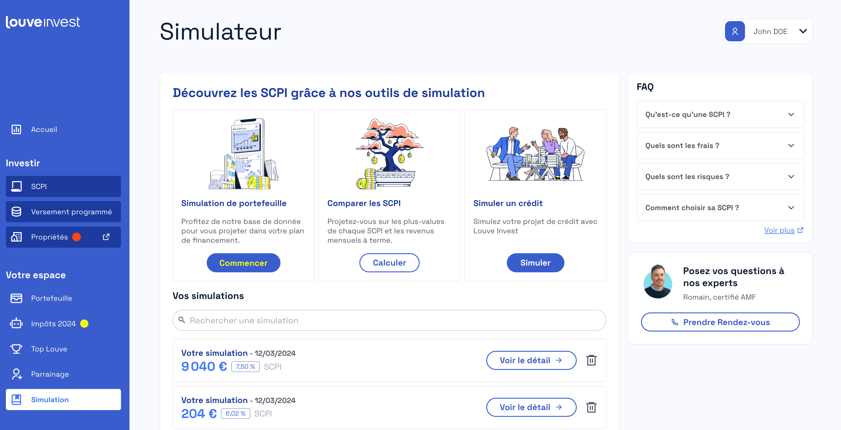 paramètres simulateur SCPI