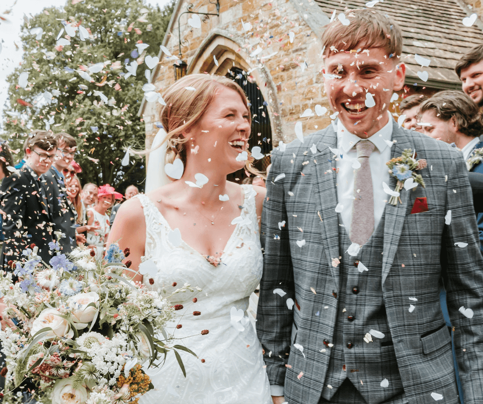 A bride and groom walking down the aisle after saying 'I Do', shot by Gemma Randall Photography ©.