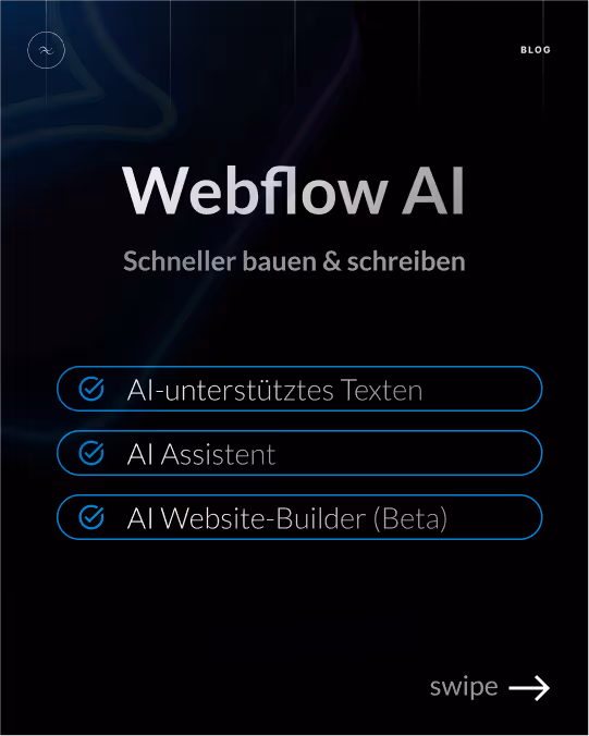 Grafik mit Auflistung on Möglichkeiten mit Webflow AI