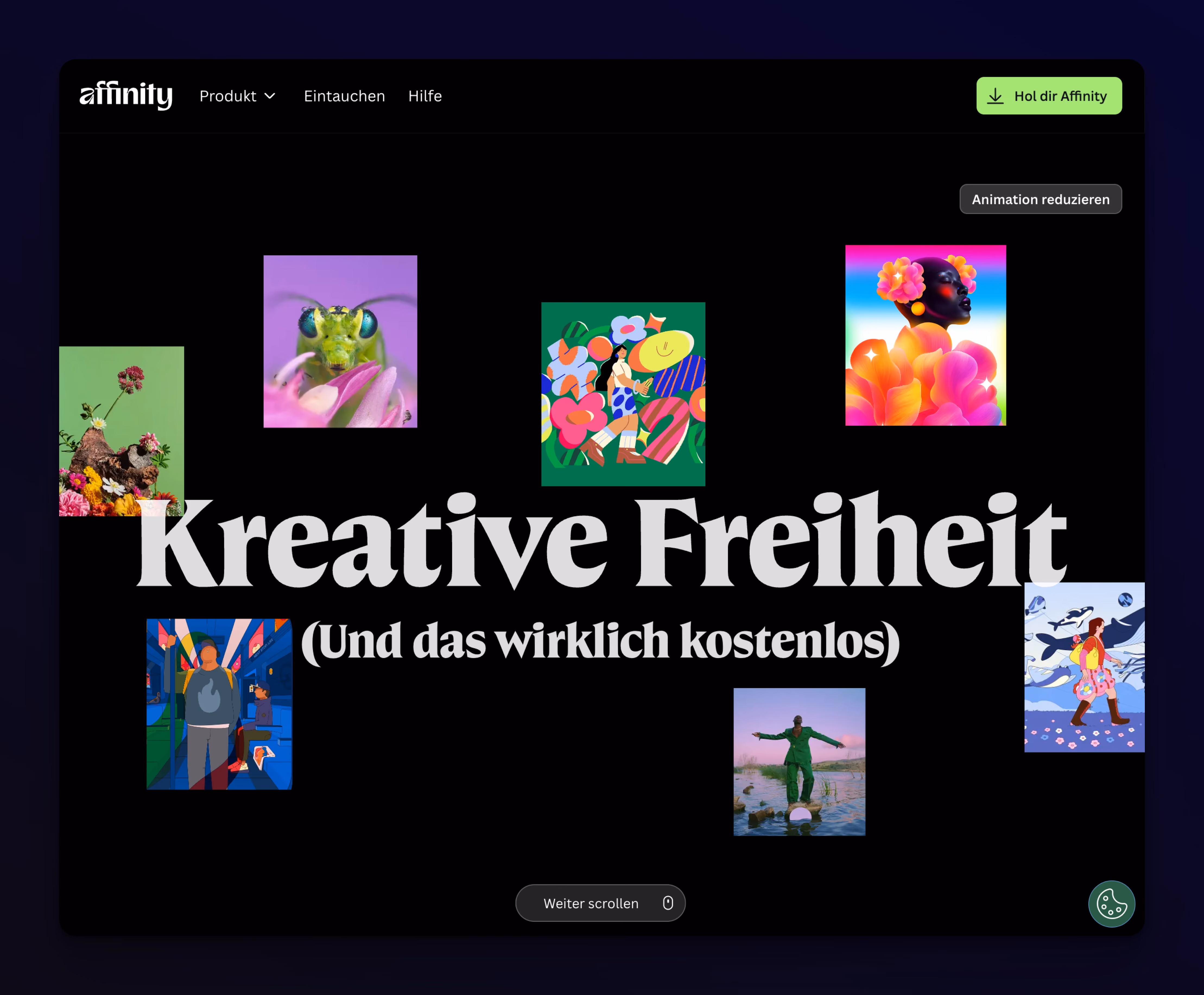 screenshot der affinity website