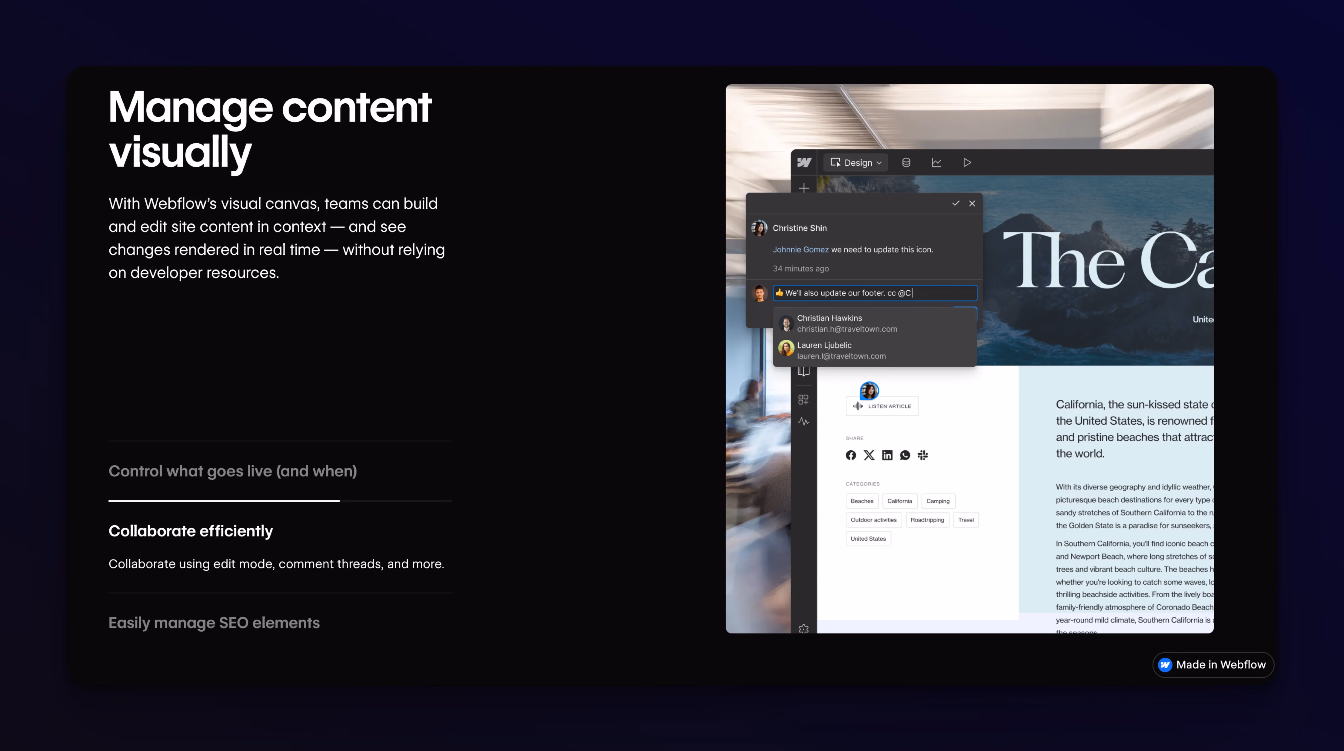 manage content visually - screenshot