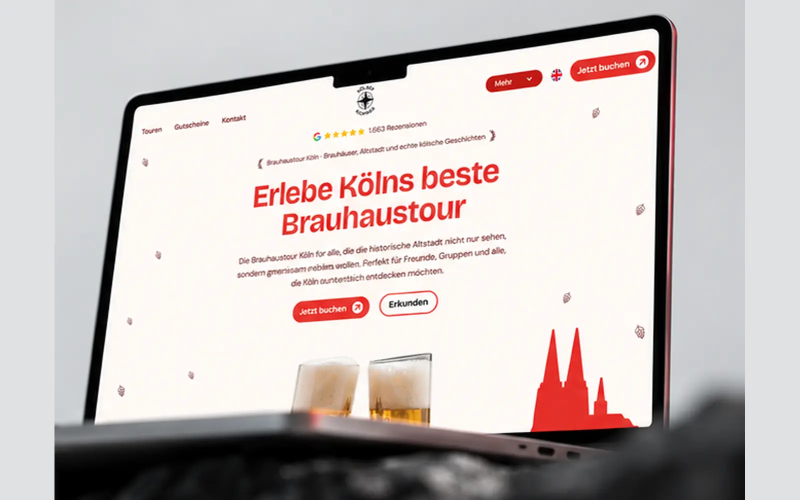 Kölner Kompass Website auf Laptop und Smartphone, Brauhaustouren in Köln mit Buchung