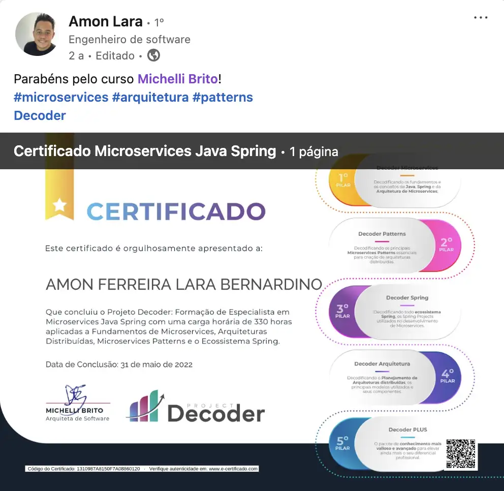certificado de alunos