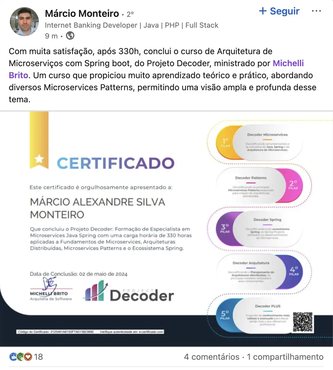 certificado de alunos