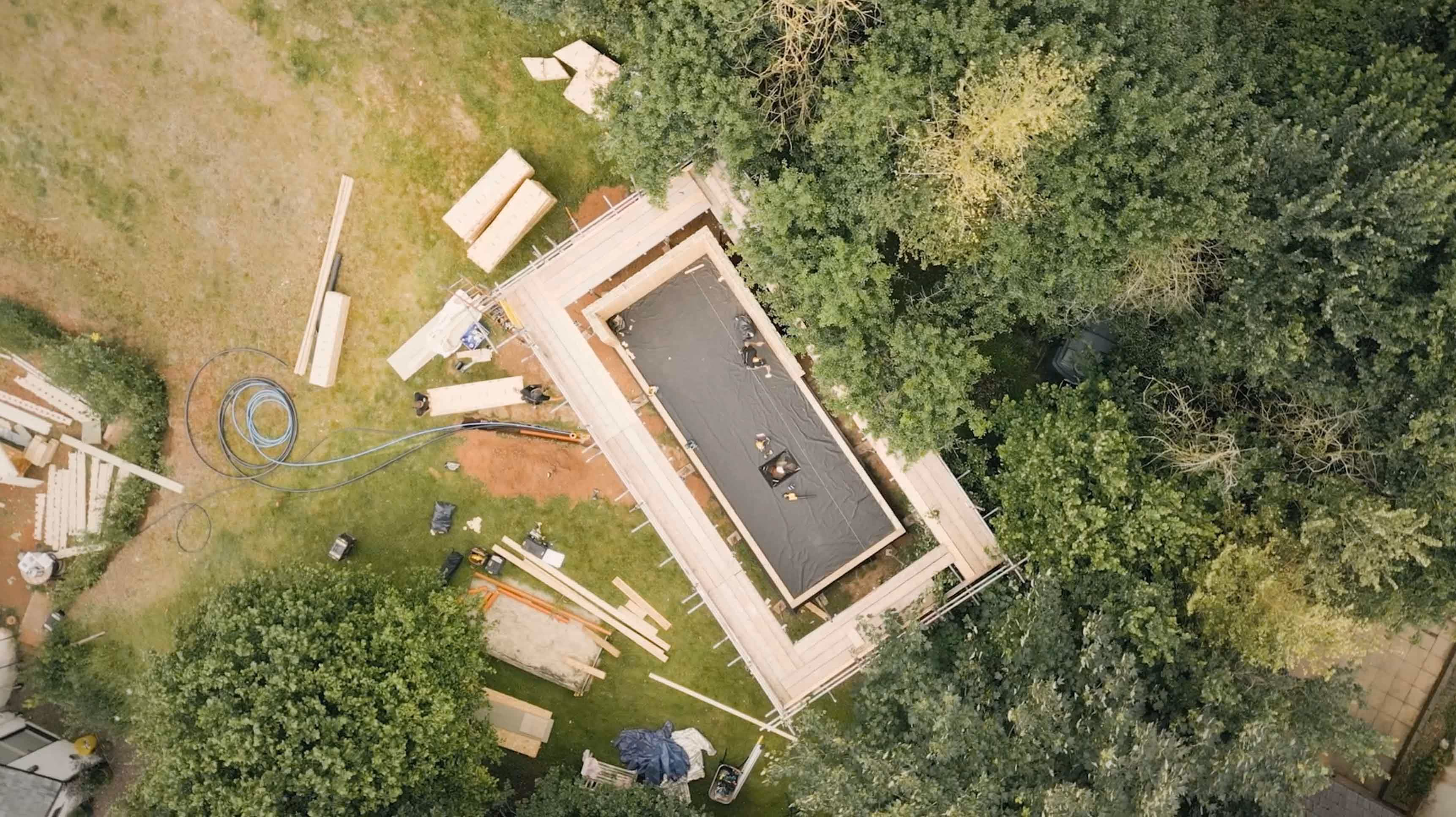 Drone image of WikiHouse cabin chassis