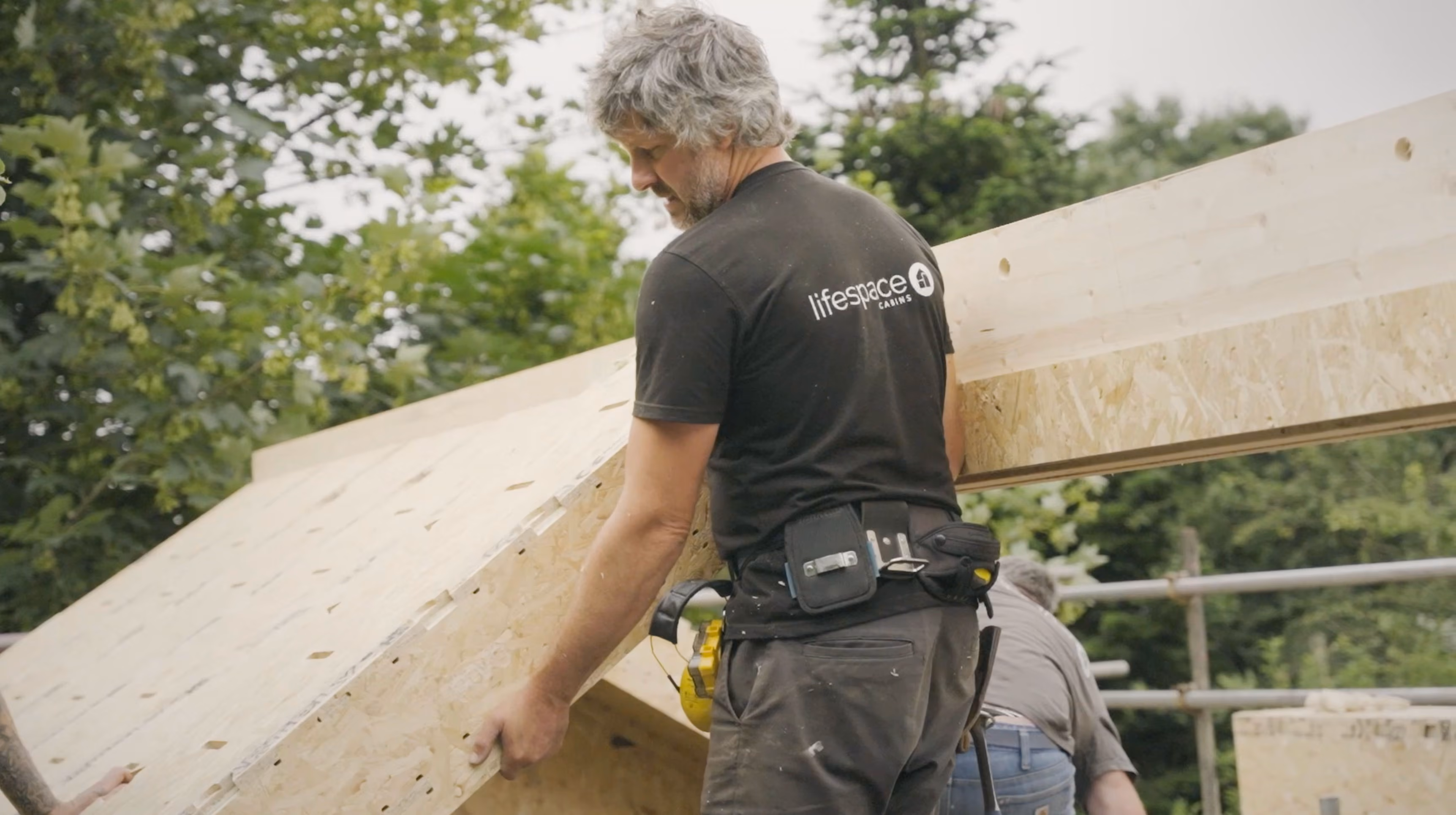 Installation of roof block on WikiHouse chassis.