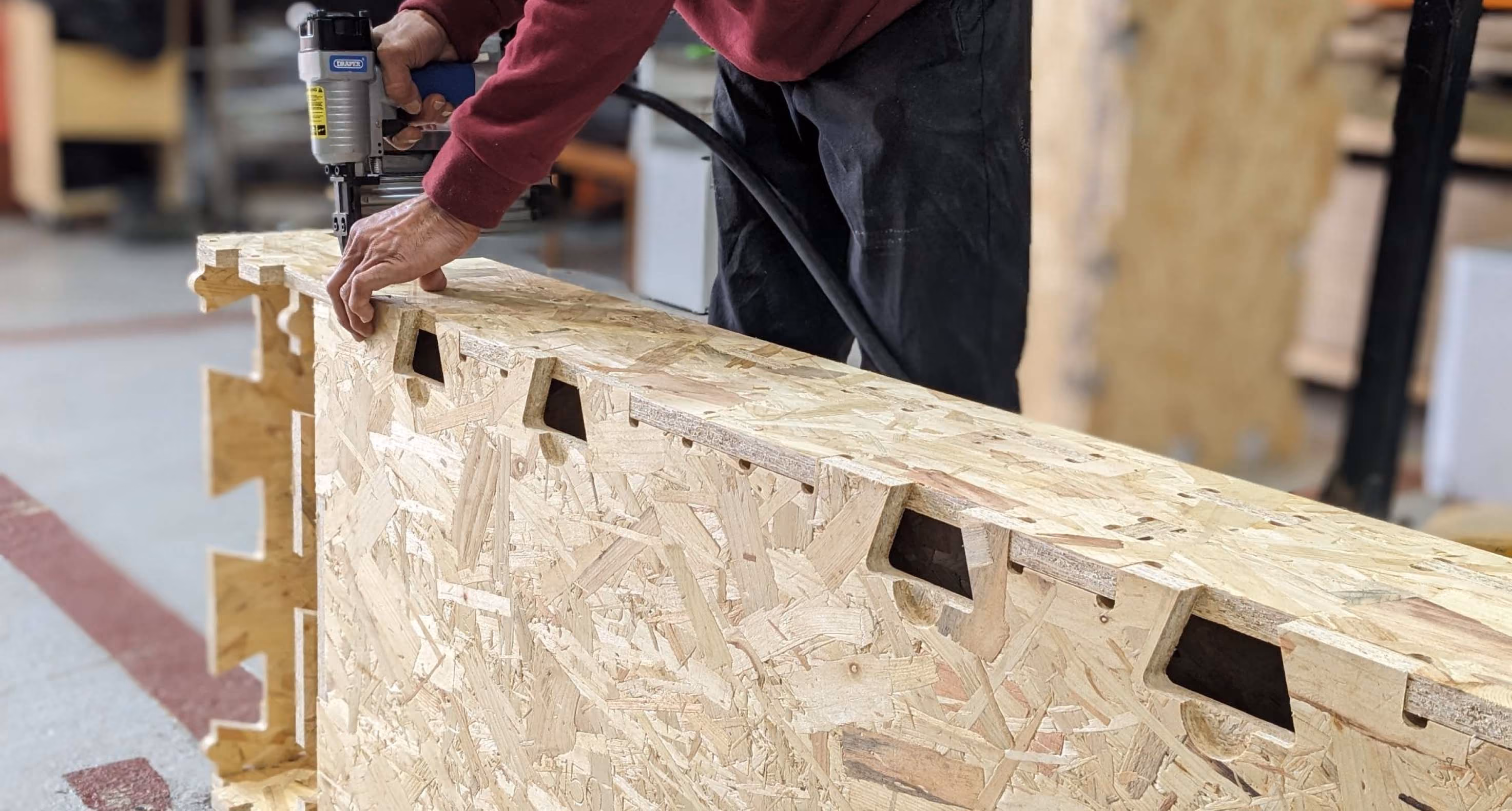 Closeup of WikiHouse block being assembled.