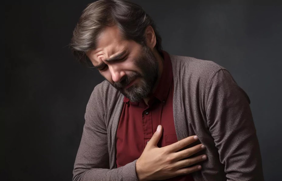 Person experiencing chest discomfort