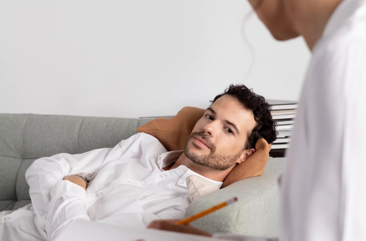 Man and woman in a therapy session