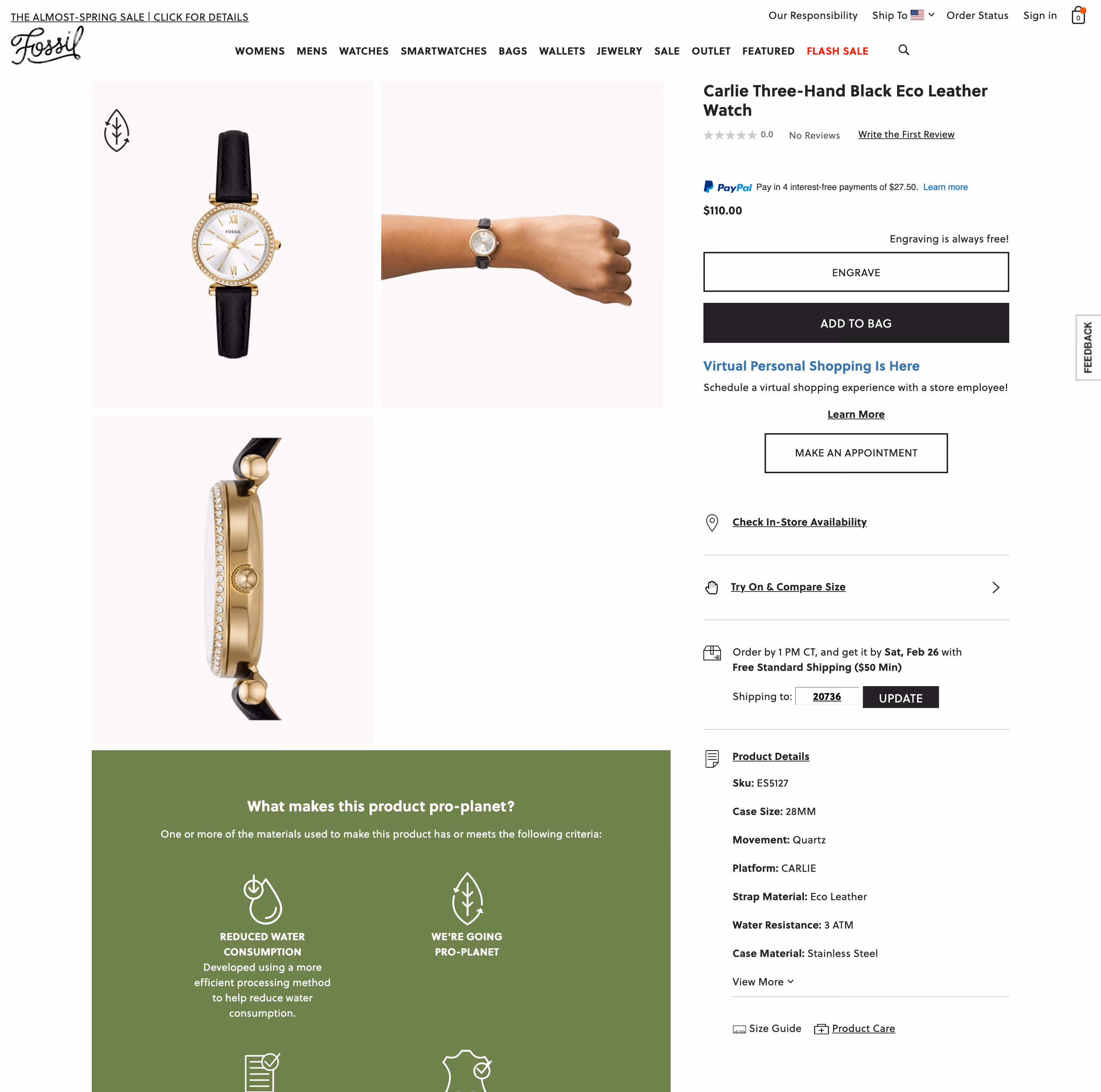 Client product detail page on desktop