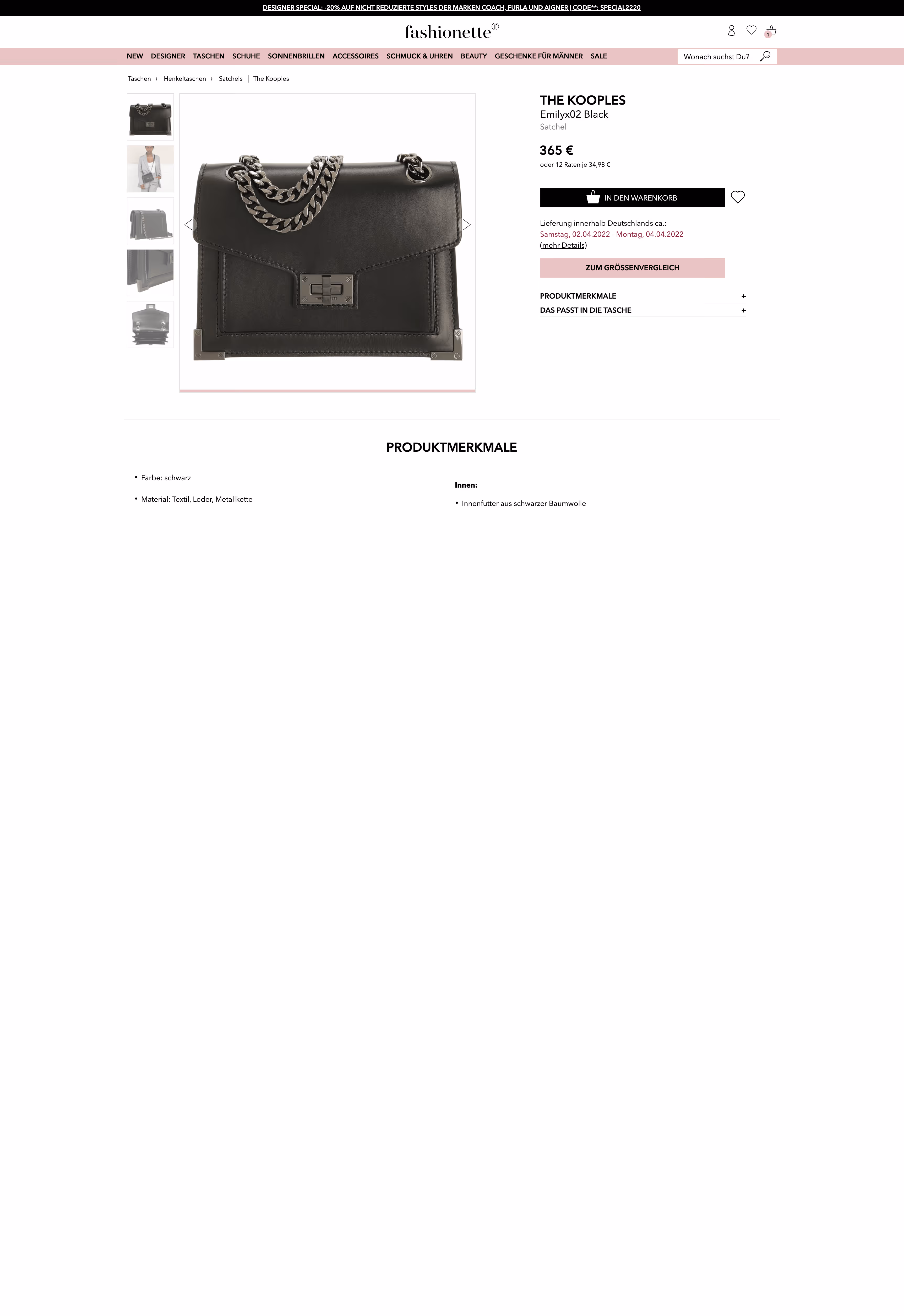 Client product detail page on desktop