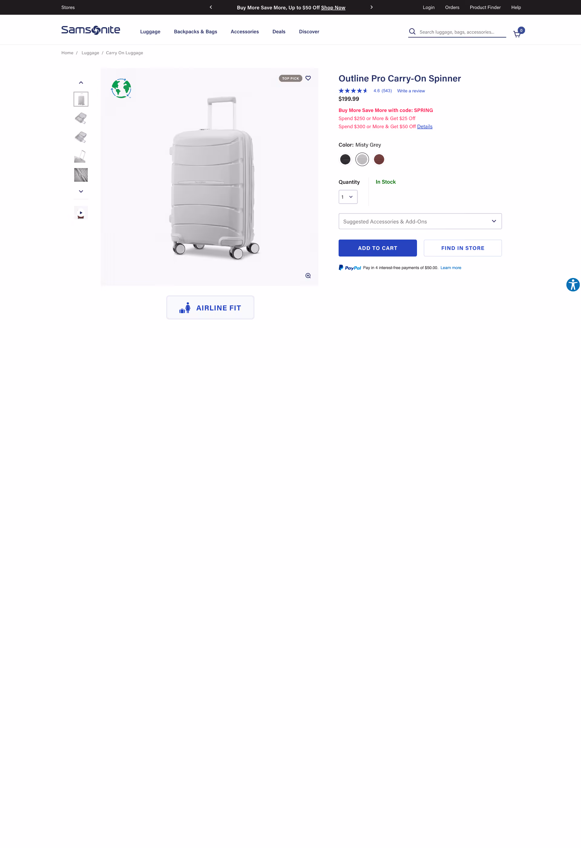 Client product detail page on desktop