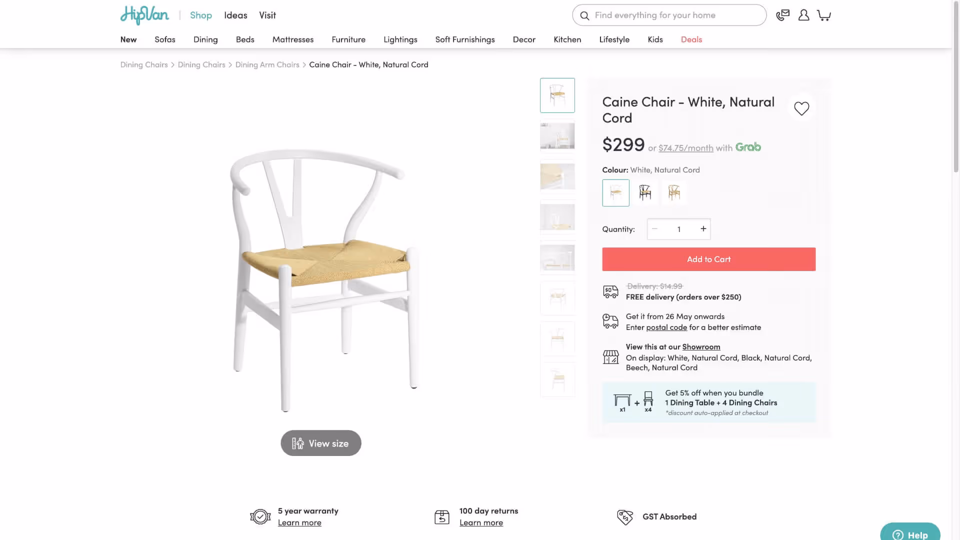 Client product detail page on desktop