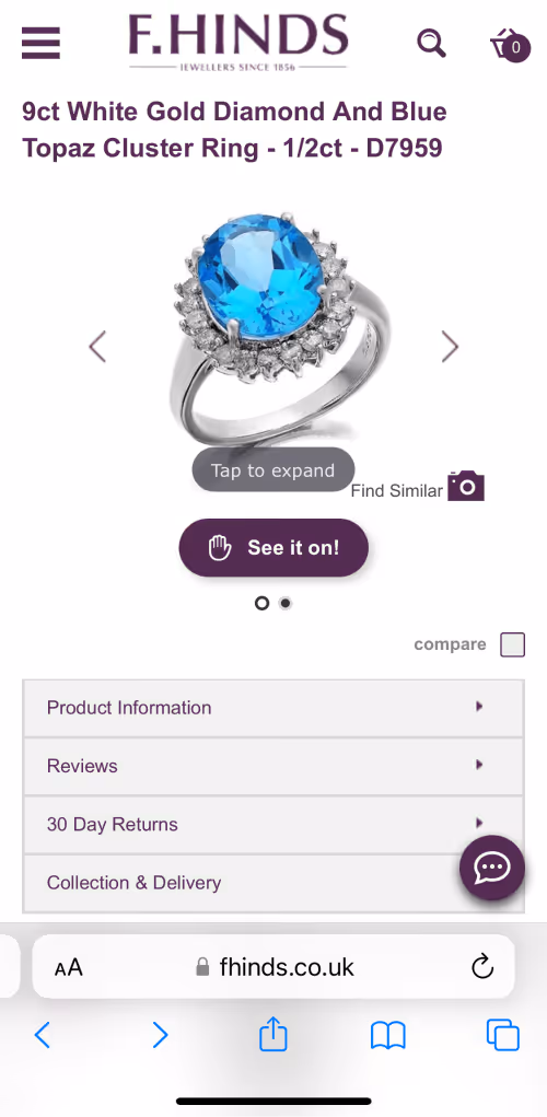 Client product detail page on desktop