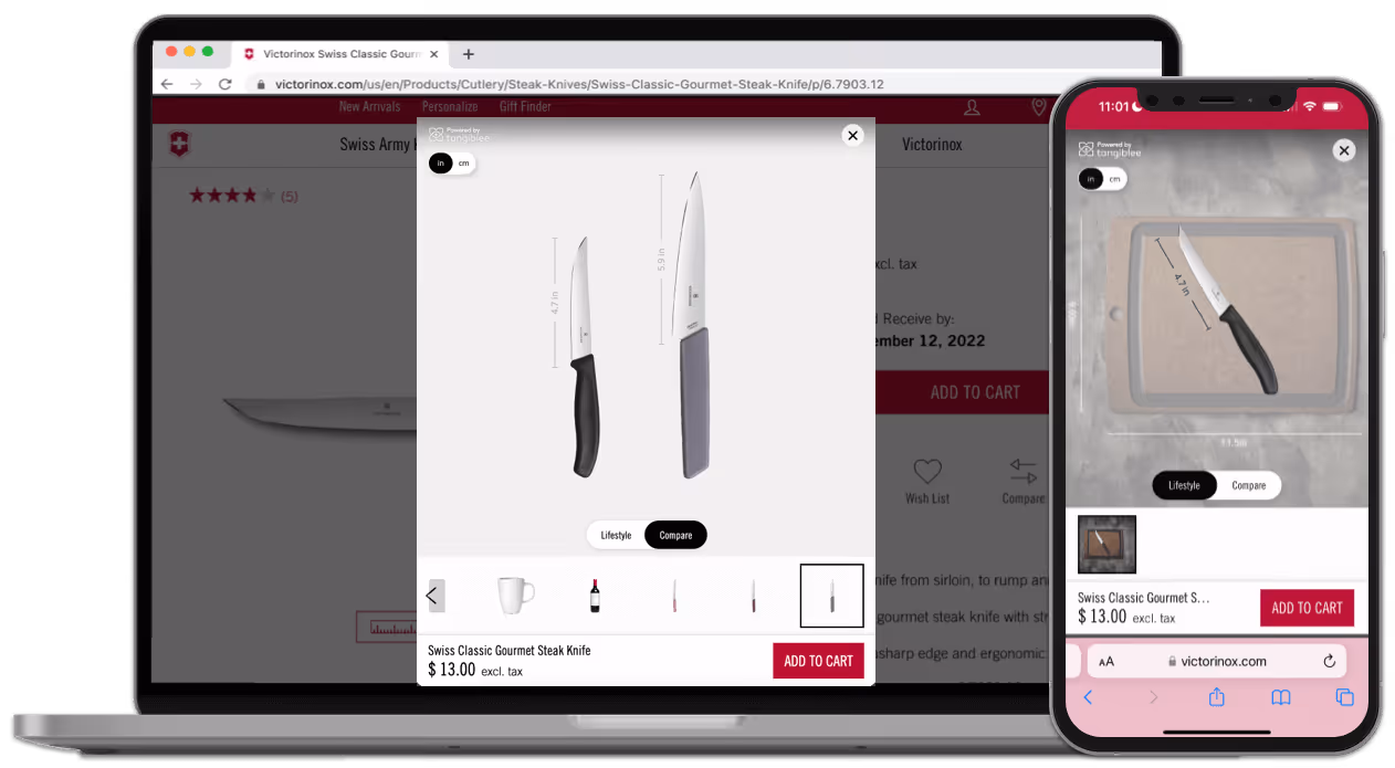 Tangiblee on Victorinox via desktop and mobile