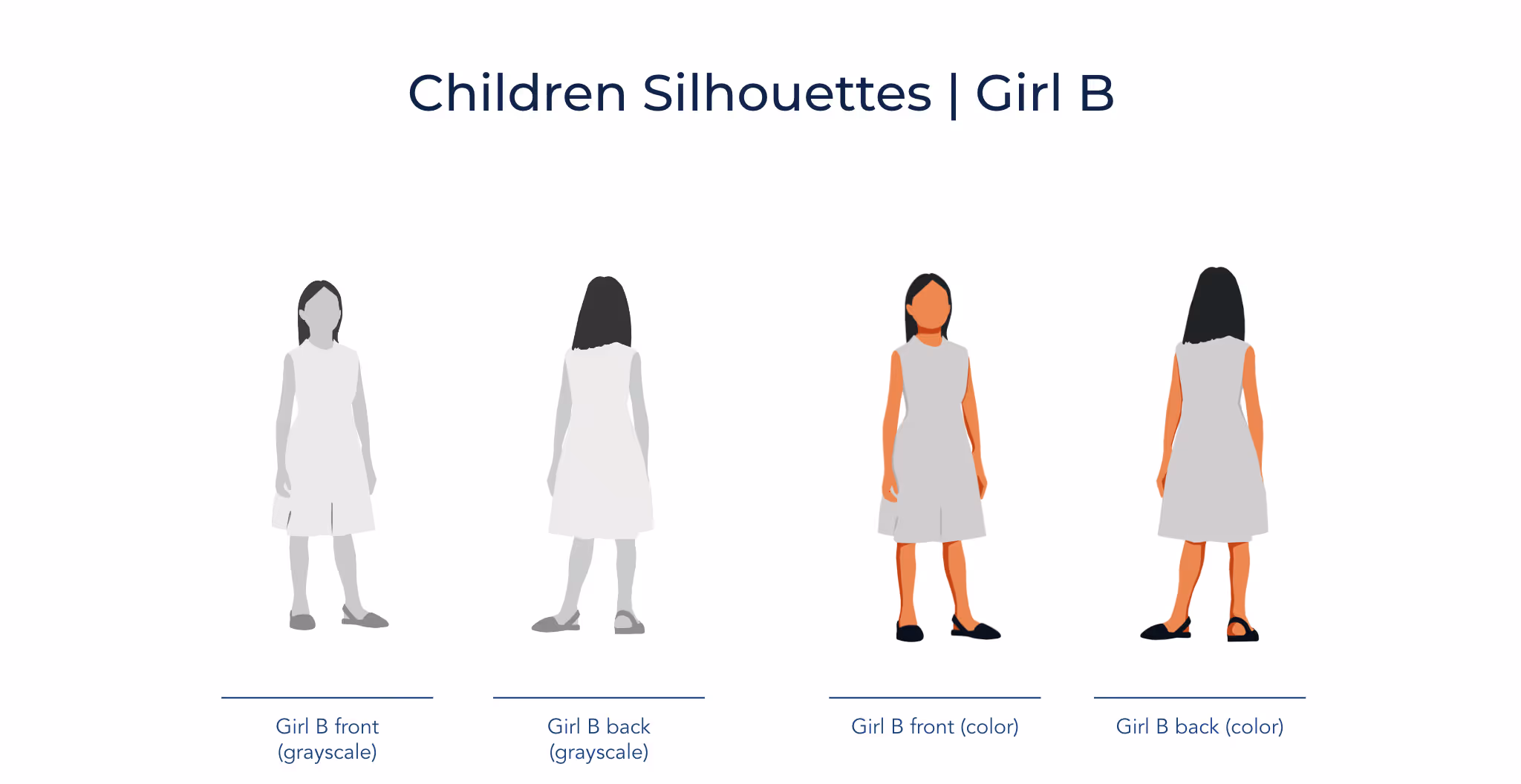 Child Colorized and B&W Silhouette Examples