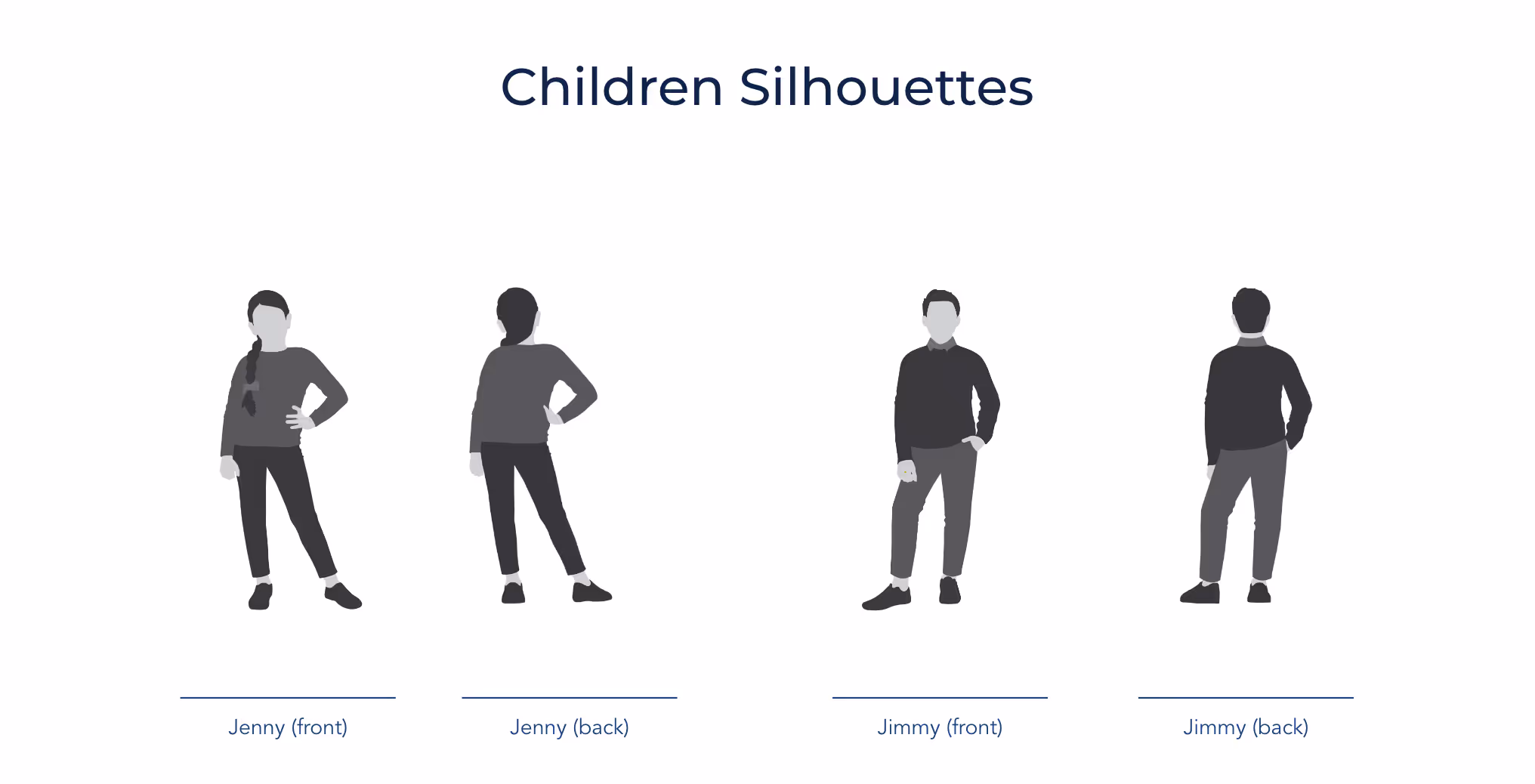 Children grayscale adjustable silhouette models