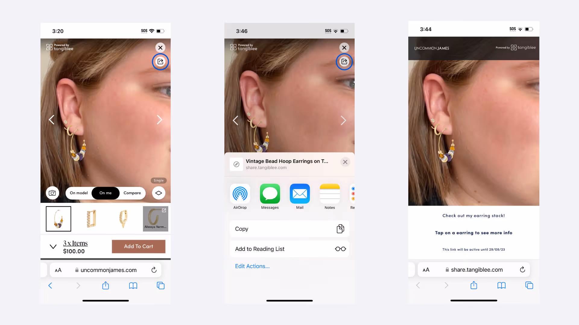 Earring Stacking VTO Sharing