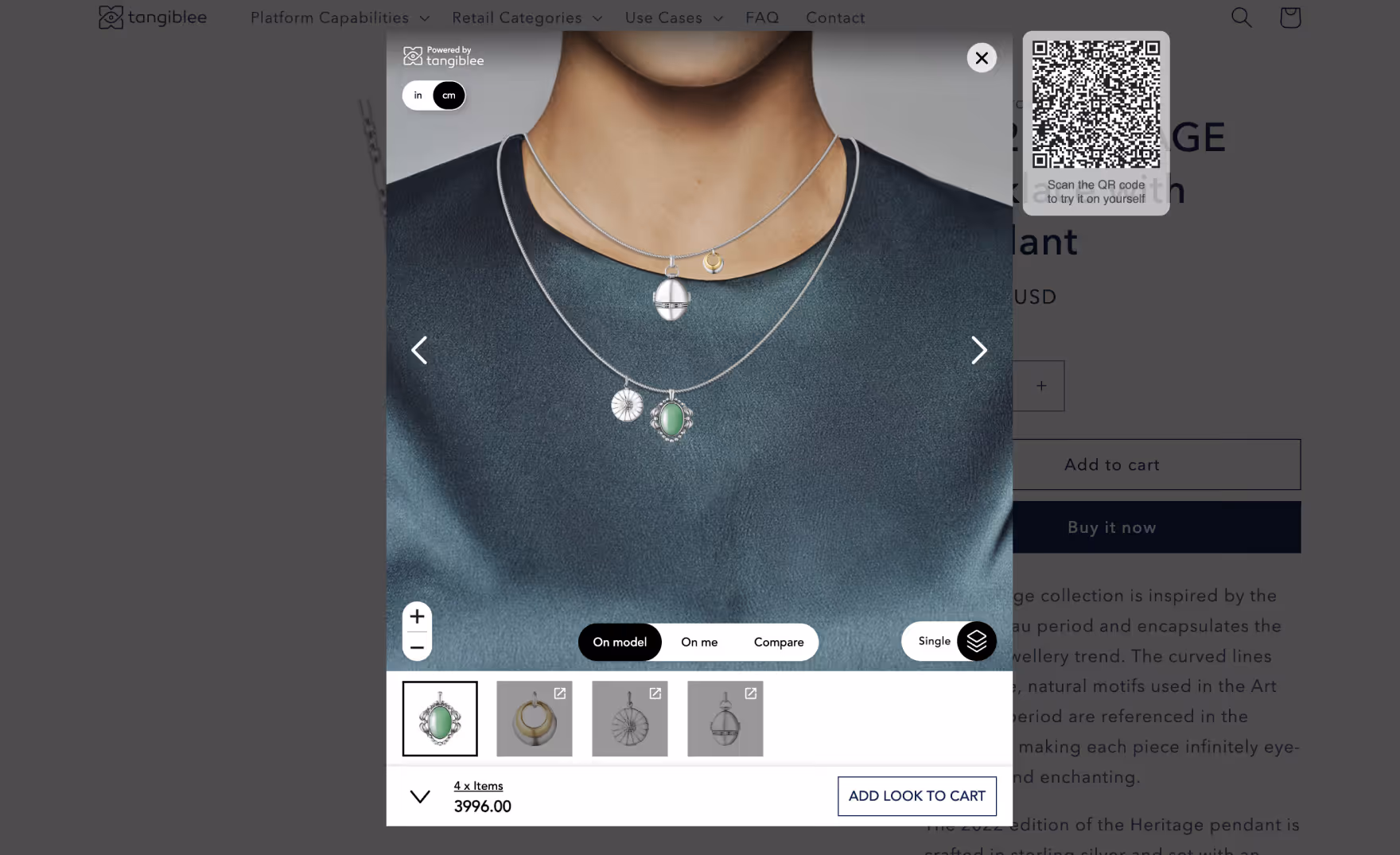 Desktop view of client's product detail page