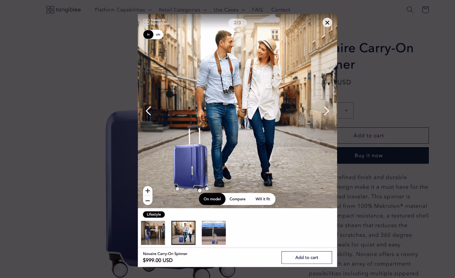 Desktop view of client's product detail page