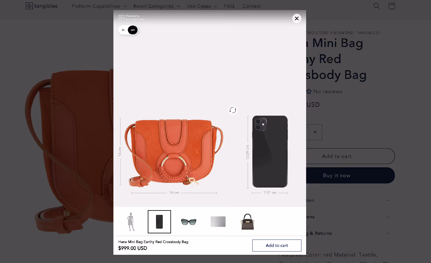 Desktop view of client's product detail page