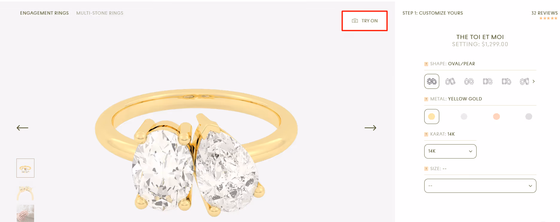 Ring with VTO CTA Tangiblee