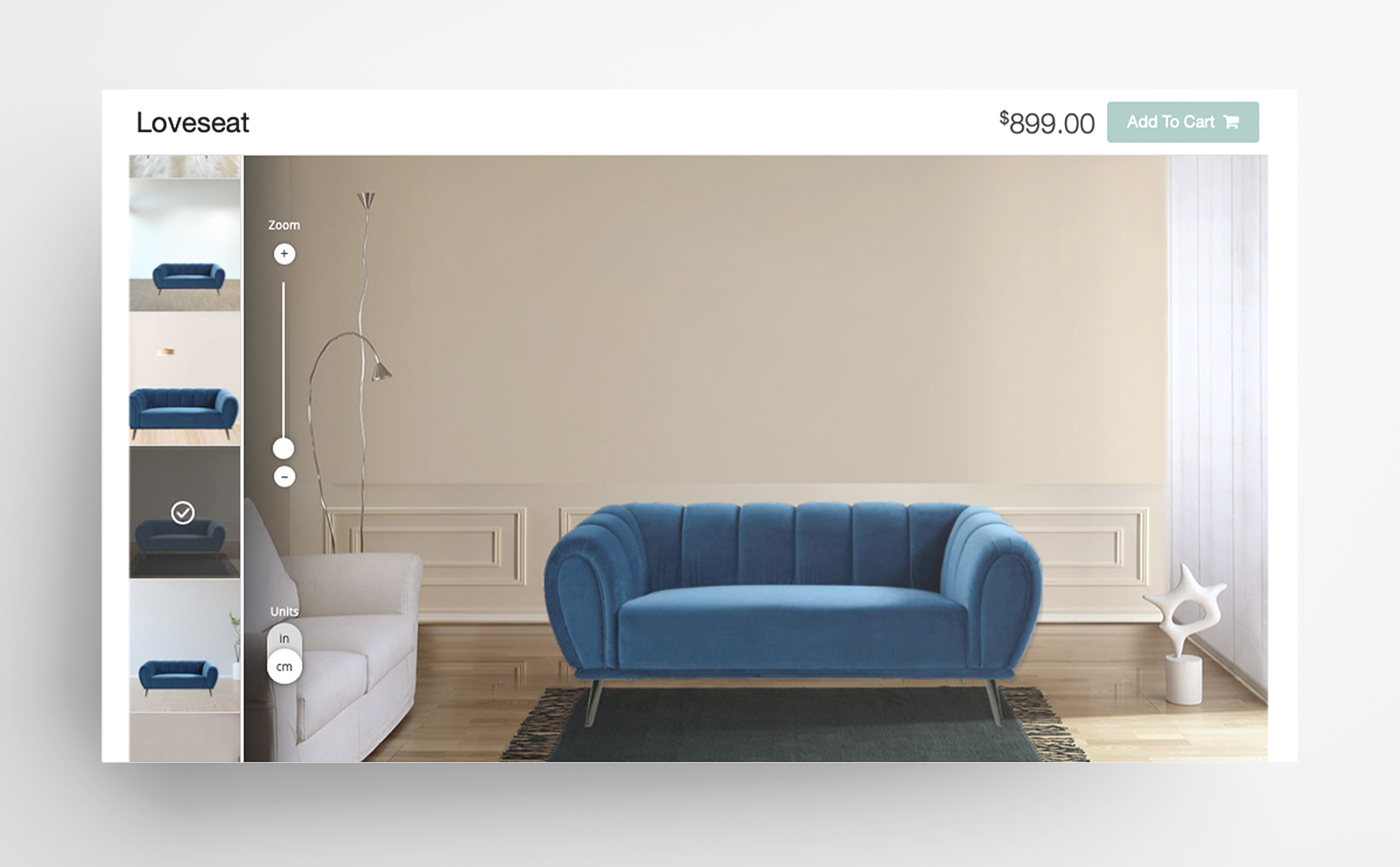 Lifestyle image of a blue El Dorado sofa 