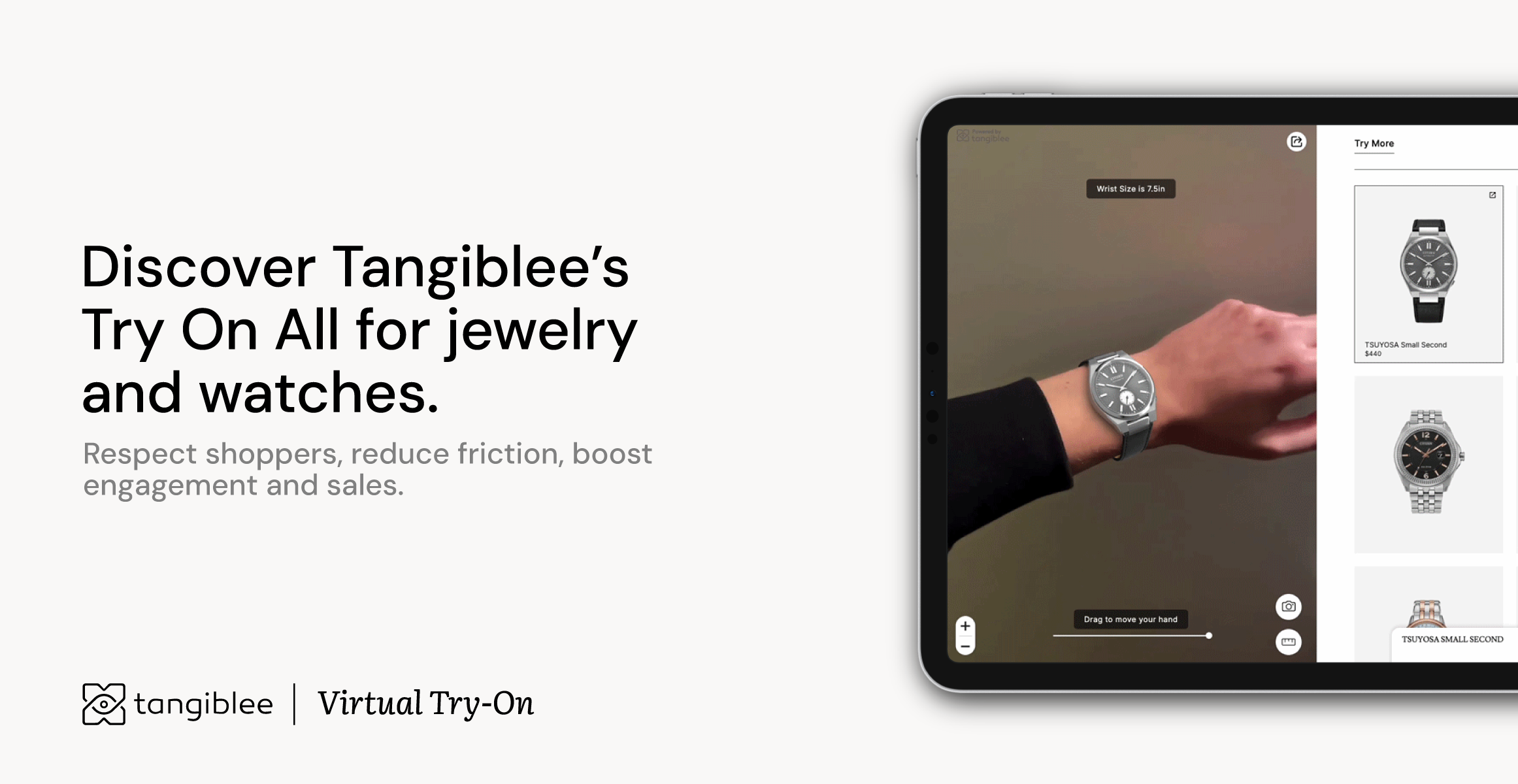 Discover Tangiblee’s Record Once, Try On All virtual try-on for jewelry and watches.