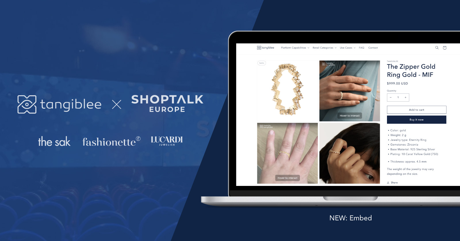 Tangiblee Showcases New AR-Powered VTO and Immersive E-Commerce Solutions for Global Retailers and Brands at Shoptalk Europe