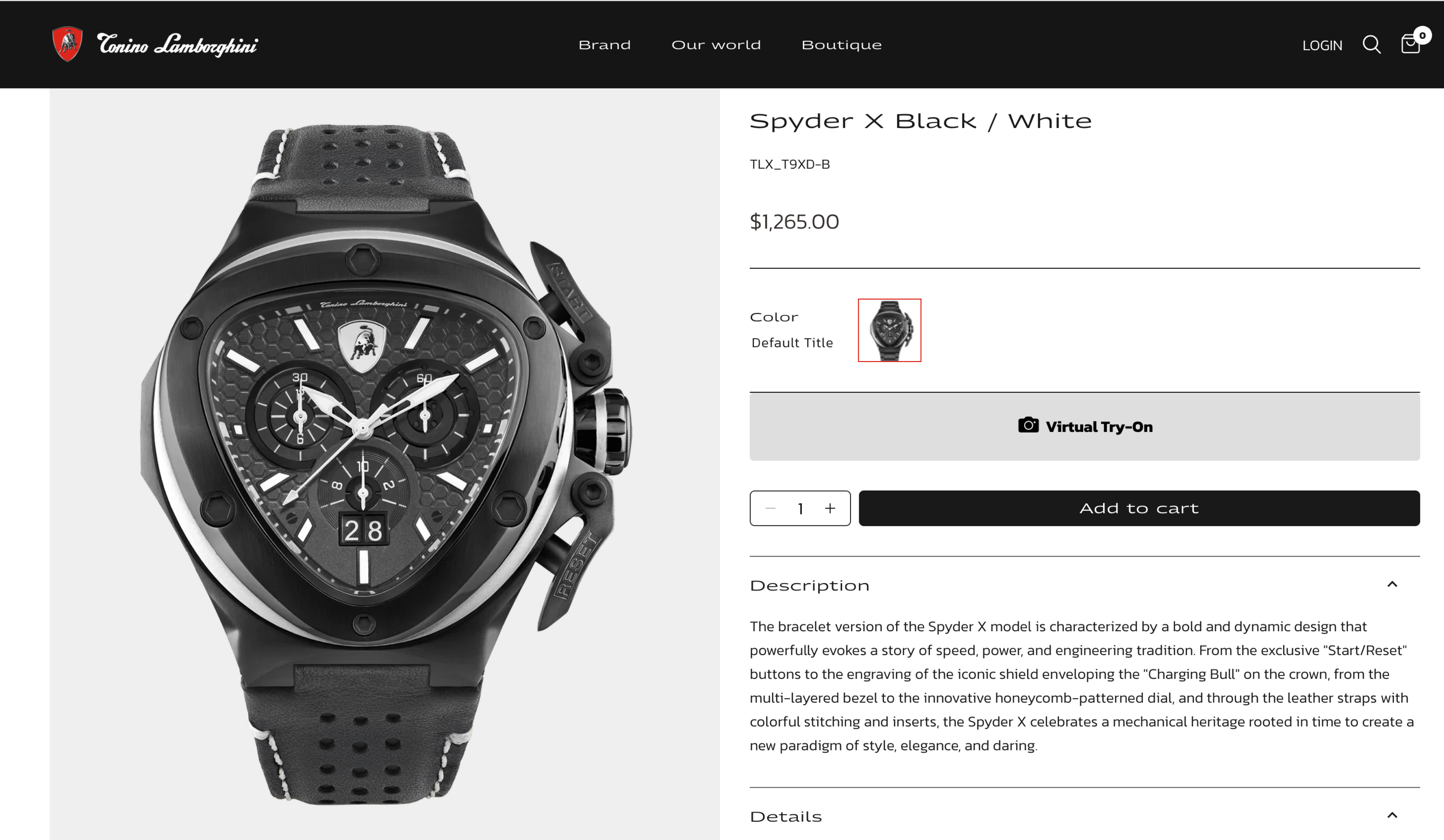 Client product detail page on desktop